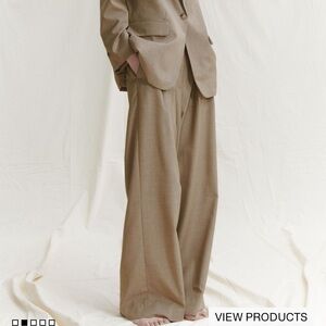 H&M WIDE LEG PANTS BEIGE NWT SIZE 4 eur 36